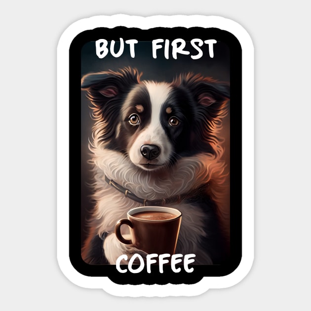 Border Collie - But First Coffee (en) 1 Sticker by PD-Store